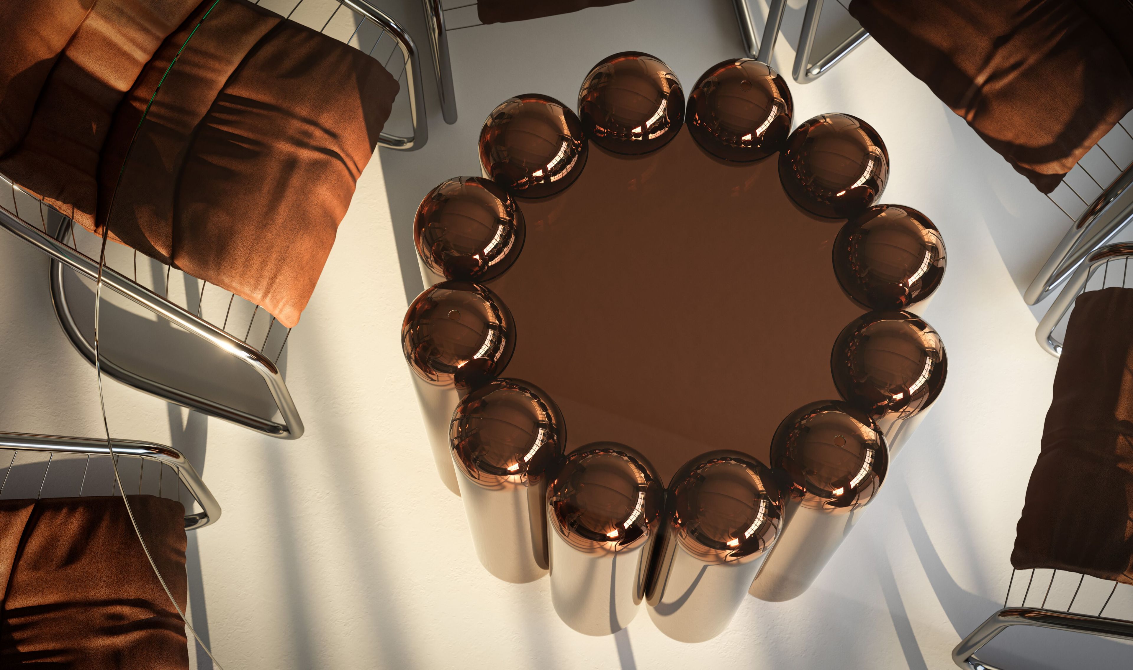 Круглый стол из стали и стекла Cameron Design House ARCH-00125010 - Вид №3