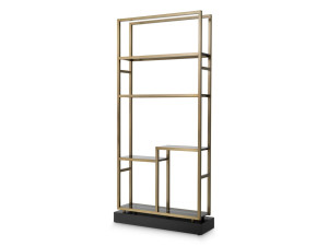 Книжный шкаф из латуни и стекла