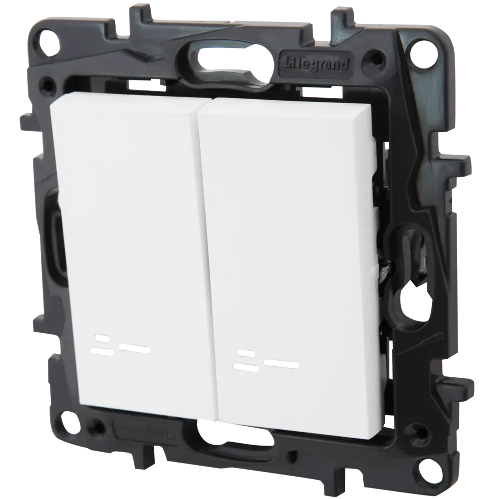 82064618 Выключатель встраиваемый Legrand Structura 2 клавиши с подсветкой, цвет белый STLM-0018608