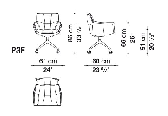Тканевый стул с колесами с подлокотниками B&B Italia Husk ARCH-00093964 - Вид №3