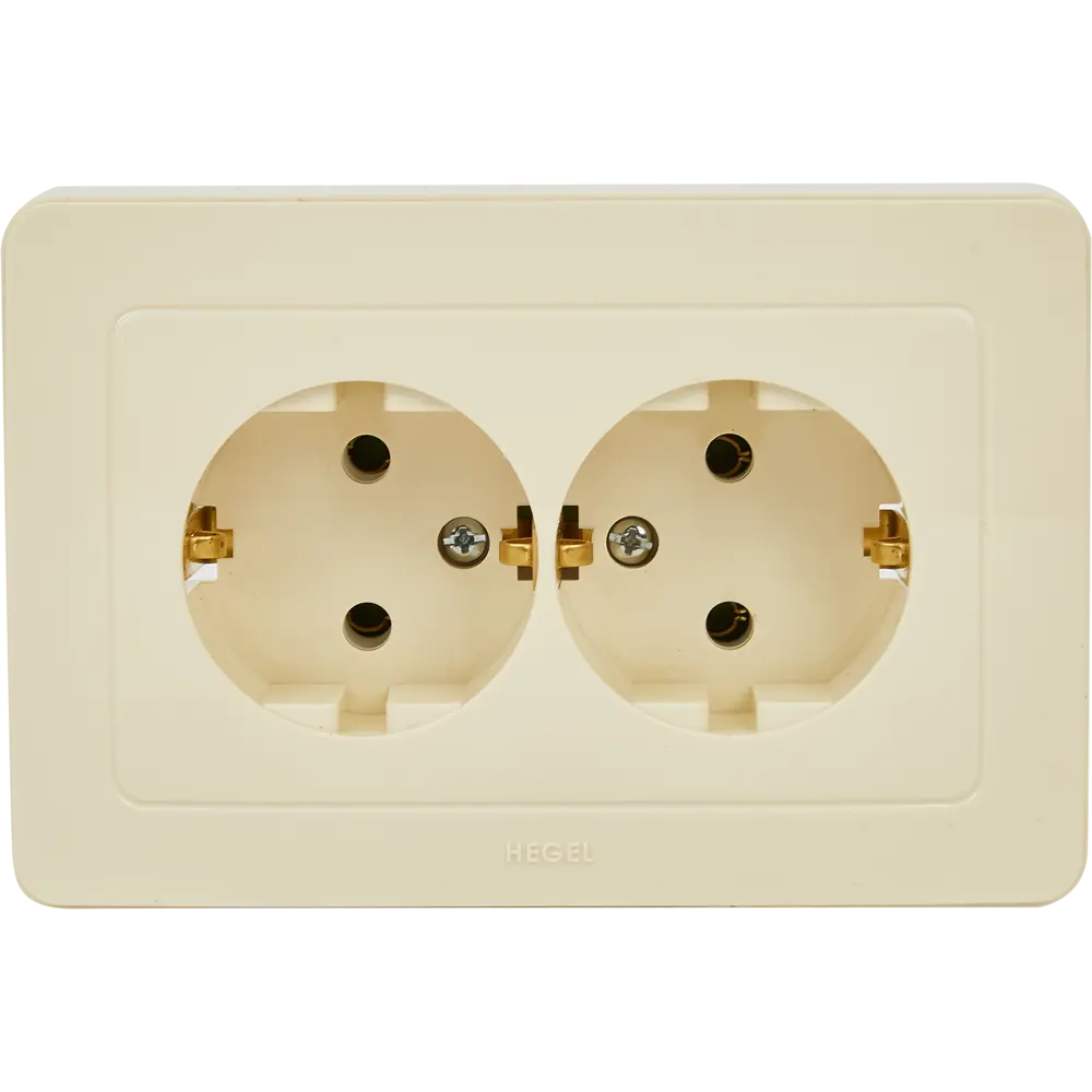 Розетка двойная Hegel с заземлением цвет слоновая кость STLM-2012807