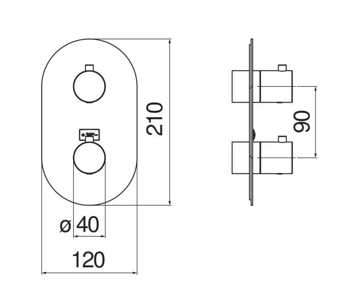 Термостатический смеситель для душа с 2 отверстиями Nobili Velis ARCH-00131233 - Вид №7