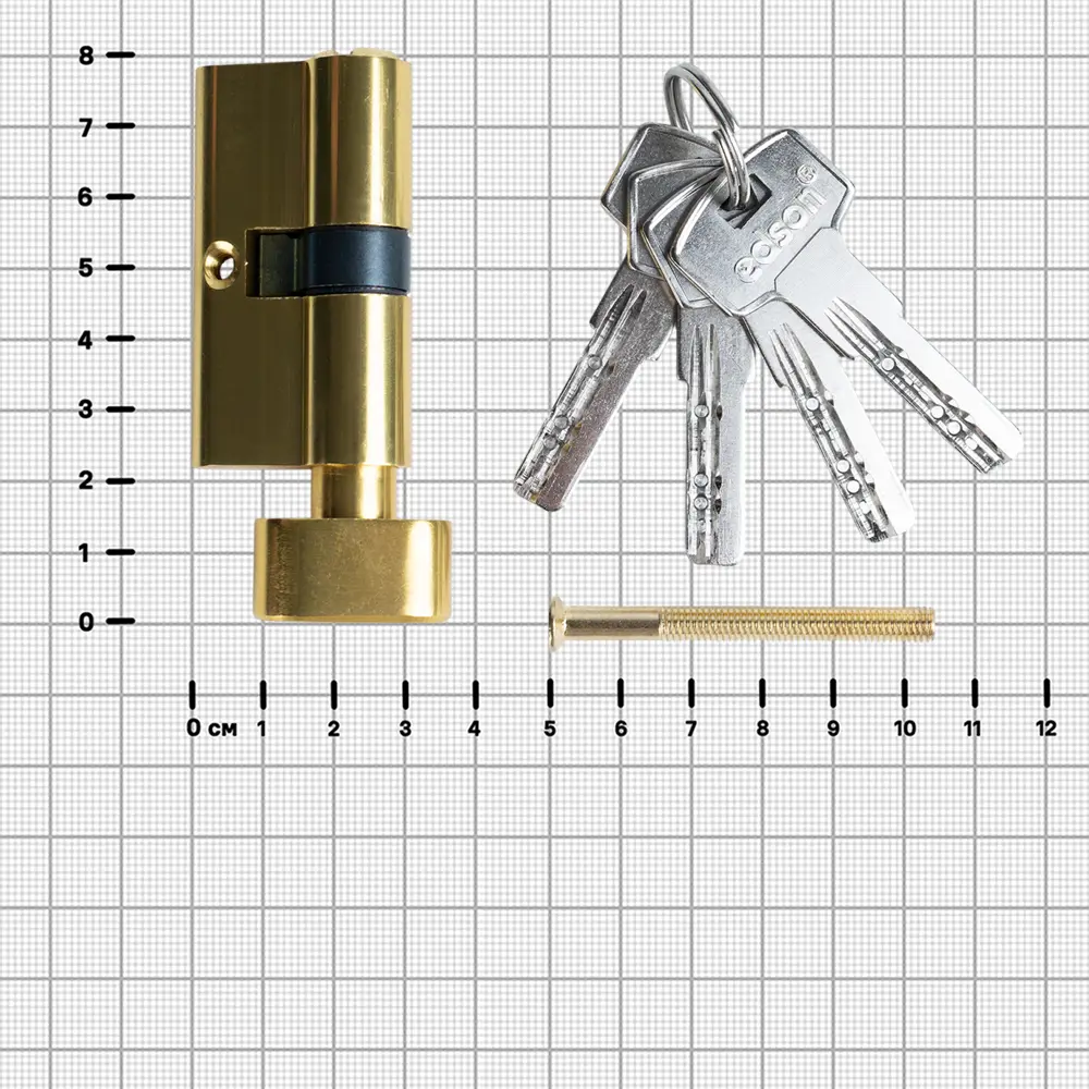 Цилиндр EDS-CYL 30x30 мм ключ/вертушка цвет латунь EDSON STLM-2085024 - Вид №3