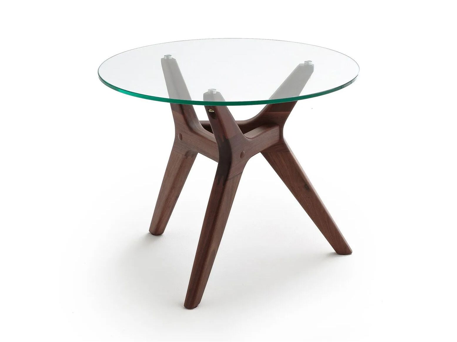 Круглый деревянный и стеклянный журнальный столик AMPM Maricielo ARCH-00094145