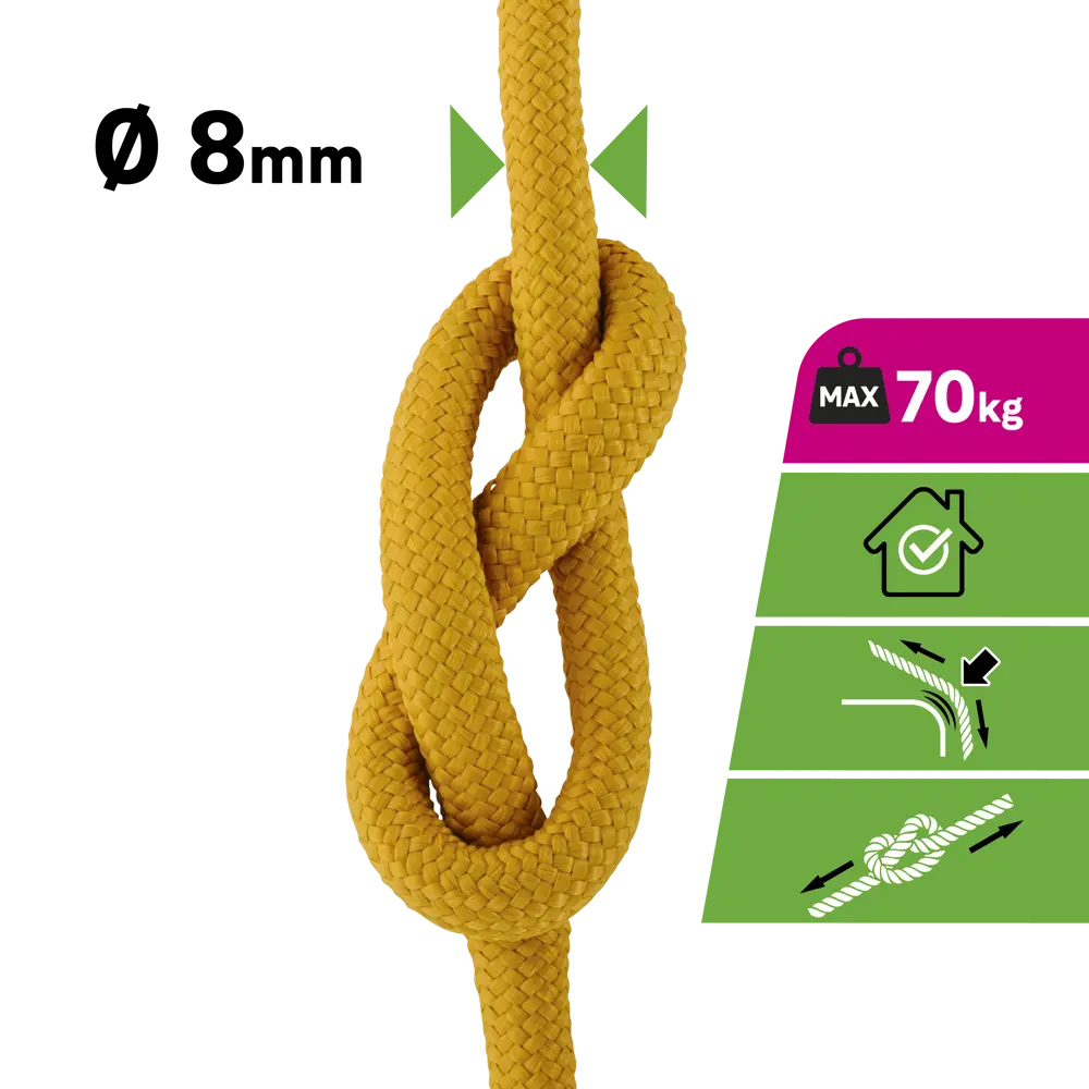 Шнур плетеный 8 мм 10 м полипропиленовый, цвет горчичный STANDERS 89112817 STLM-2117776 Santreyd  - Вид №1