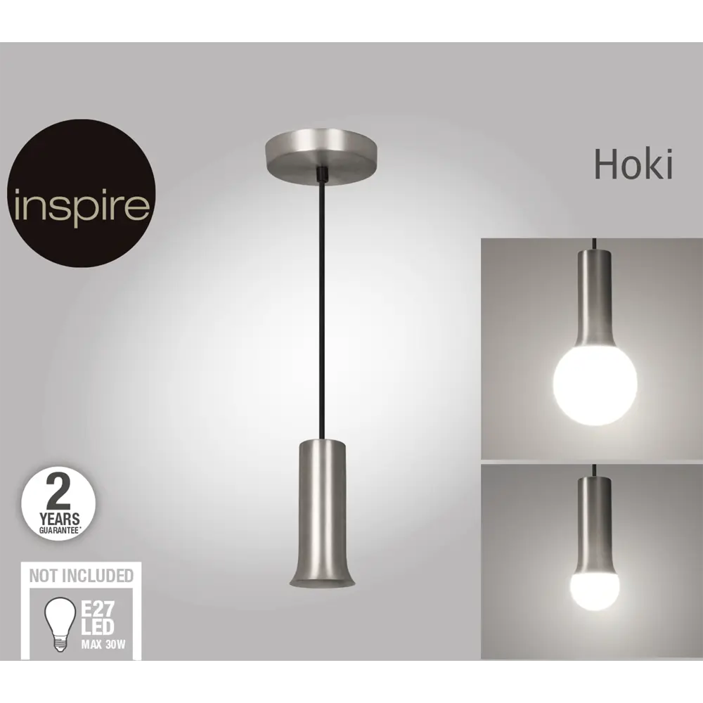 Светильник подвесной Inspire Hoki 1 лампа 3 м² цвет никель STLM-2008421 - Вид №5