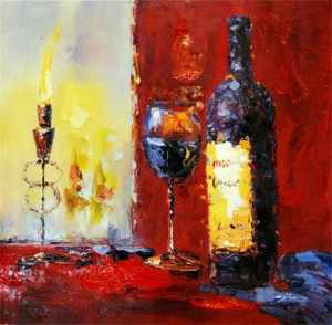 Картина на холсте 100х100 см "Вино и свечи - 2" EVENHOME КАРТИНЫ МАСЛОМ 129876 Коричневый;красный;разноцветный
