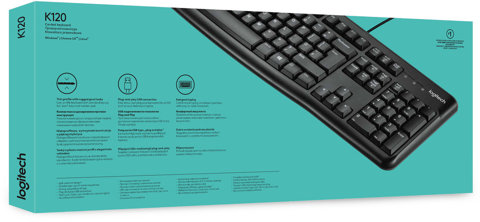 920-002506 Keyboard k120 (usb, waterproof, low profile) Logitech Santreyd  - Вид №5