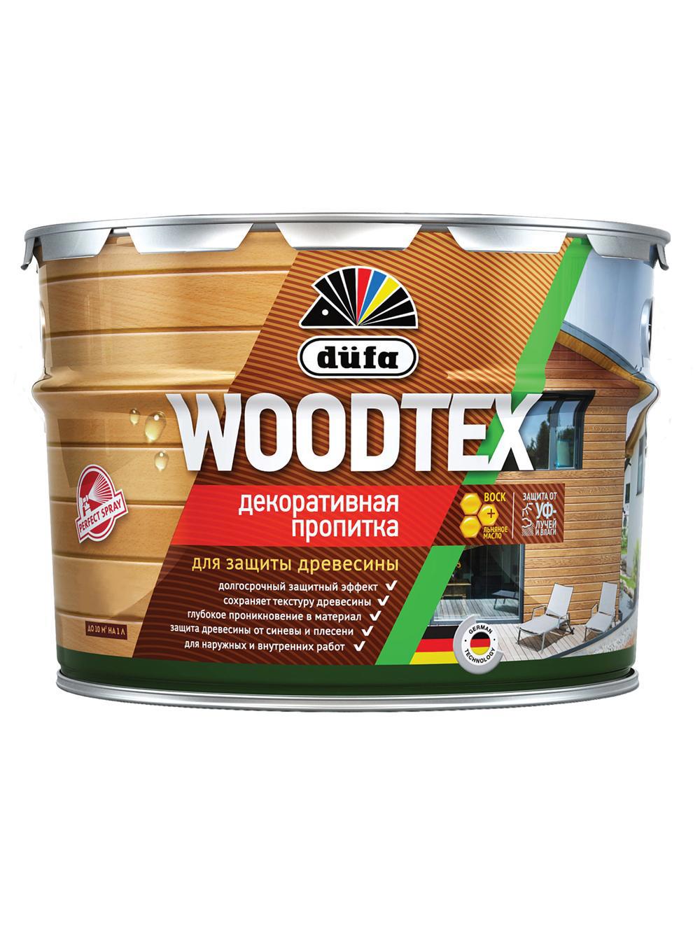 90194563 Пропитка декоративная для защиты древесины алкидная Woodtex белая 0.9 л STLM-0128494 DUFA
