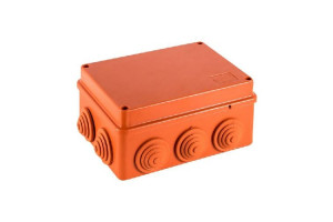 16418534 Огнестойкая коробка JBS150 E110, о/п 150х110х70, 10 выходов, IP55, 4P, цвет оранжевый 43129HF Экопласт