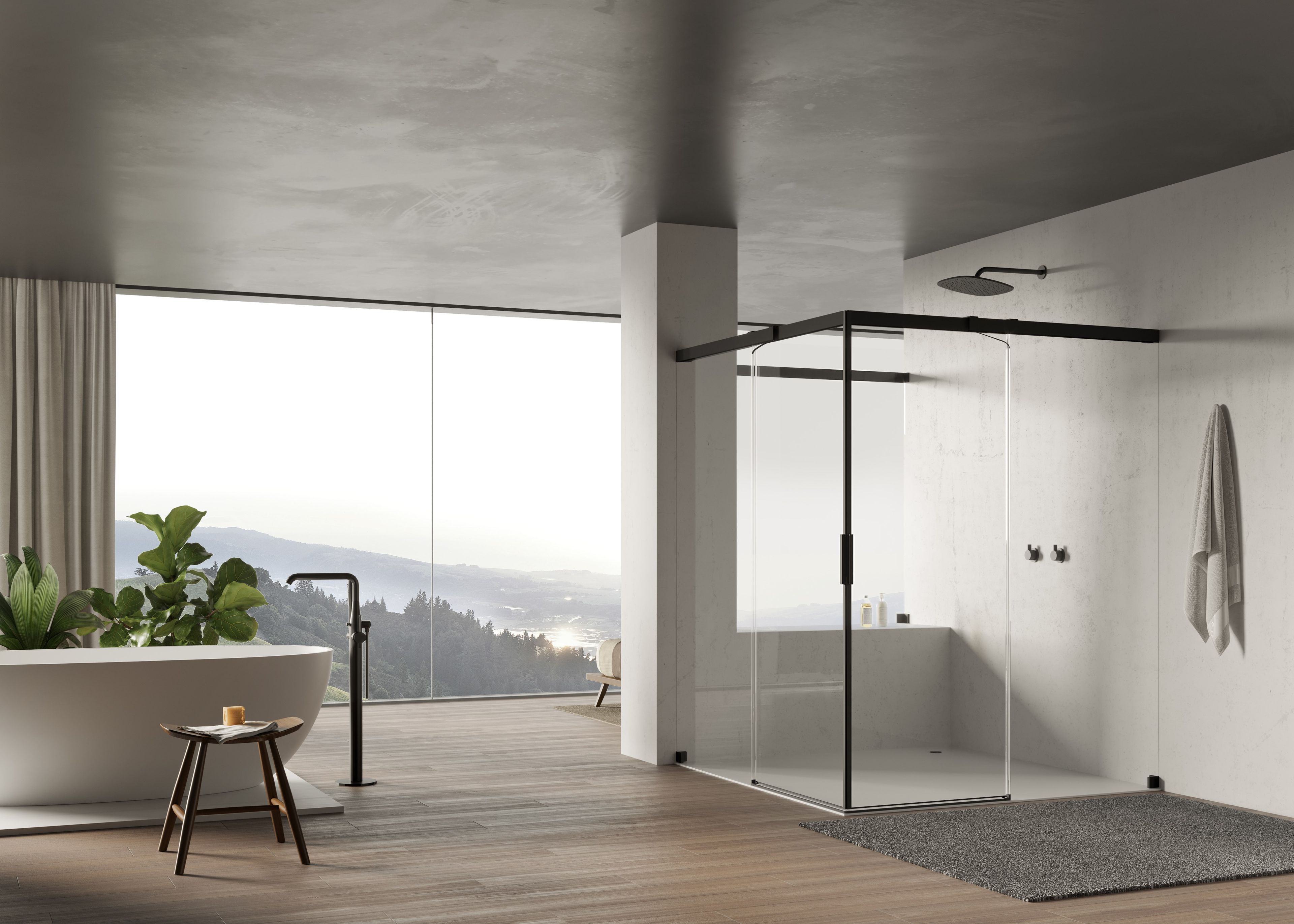 Алюминиевая и стеклянная душевая кабина с раздвижной дверью DUKA вода 5000 ARCH-00073626 - Вид №1