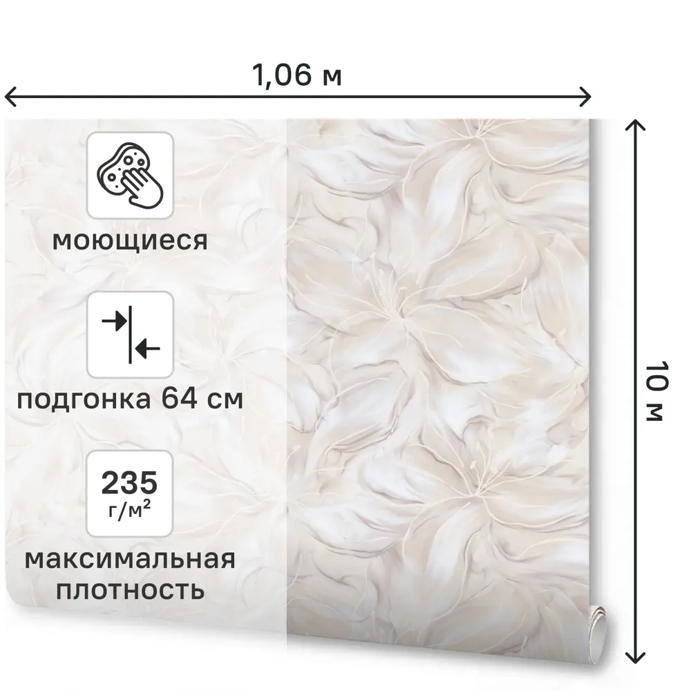 Обои флизелиновые Wallsecret Blanche бежевые 1.06 м 8935-23 STLM-2154861 - Вид №1
