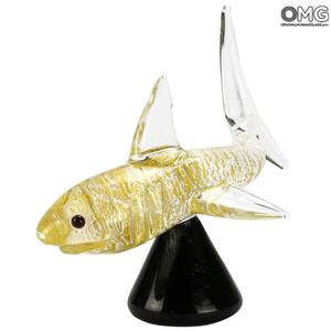 4675 ORIGINALMURANOGLASS Фигурка Золотая Акула - муранское стекло OMG 6 см