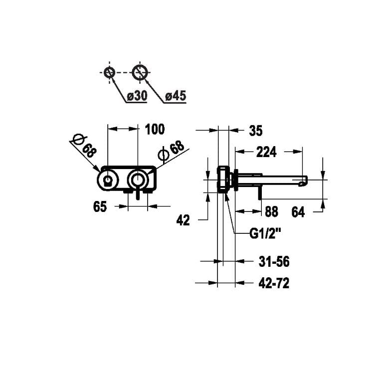 Настенный однорычажный смеситель для раковины KWC ONO E ARCH-00083212 - Вид №2