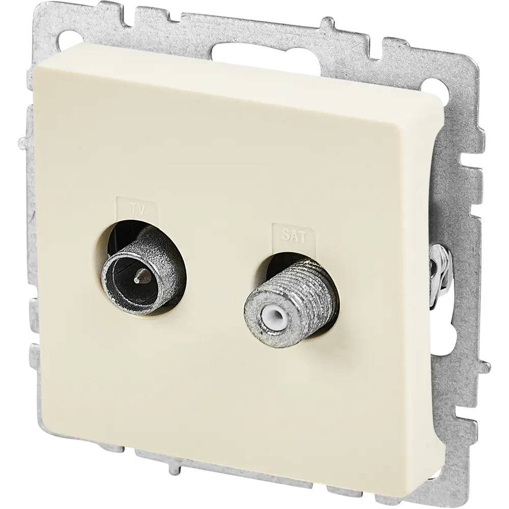 Розетка TV двойная IEK Brite для скрытого монтажа в бежевом цвете 87761516 STLM-1112242 - Вид №1