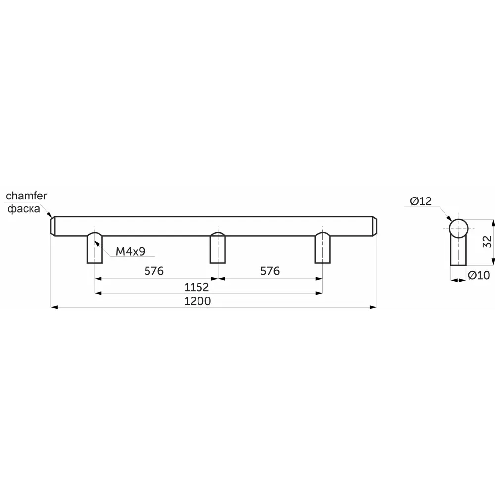 Мебельная ручка-рейлинг KONSENSA 1200 мм хром STLM-2167488 - Вид №4