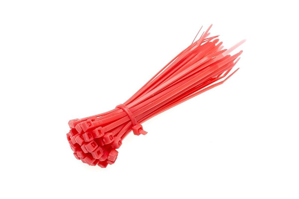 90429550 Хомут кабельный нейлон 100x2.5 мм красный 25 шт. STLM-0223230 DUWI