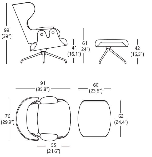 Кожаное кресло с высокой спинкой BD Barcelona LOUNGER ARCH-00103457 - Вид №5