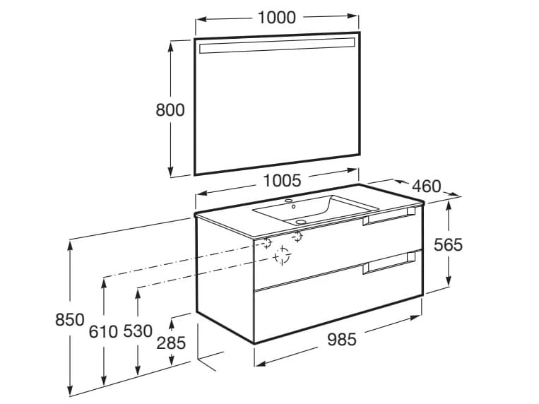Деревянный подвесной умывальник с зеркалом Roca UNIK A85182 / A85183 / A85184 ARCH-00019858 - Вид №44