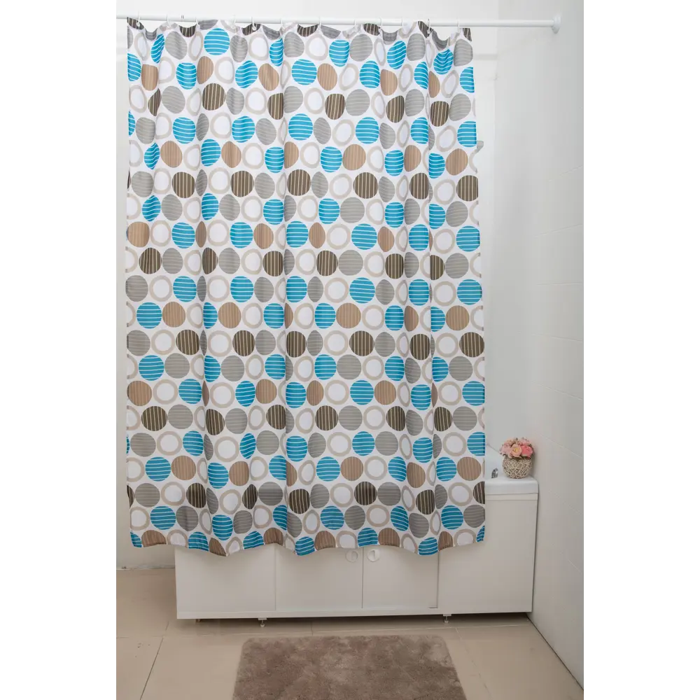 Штора для ванной Primanova Dots 180x200 см полиэстер цвет синий STLM-2105222 - Вид №2