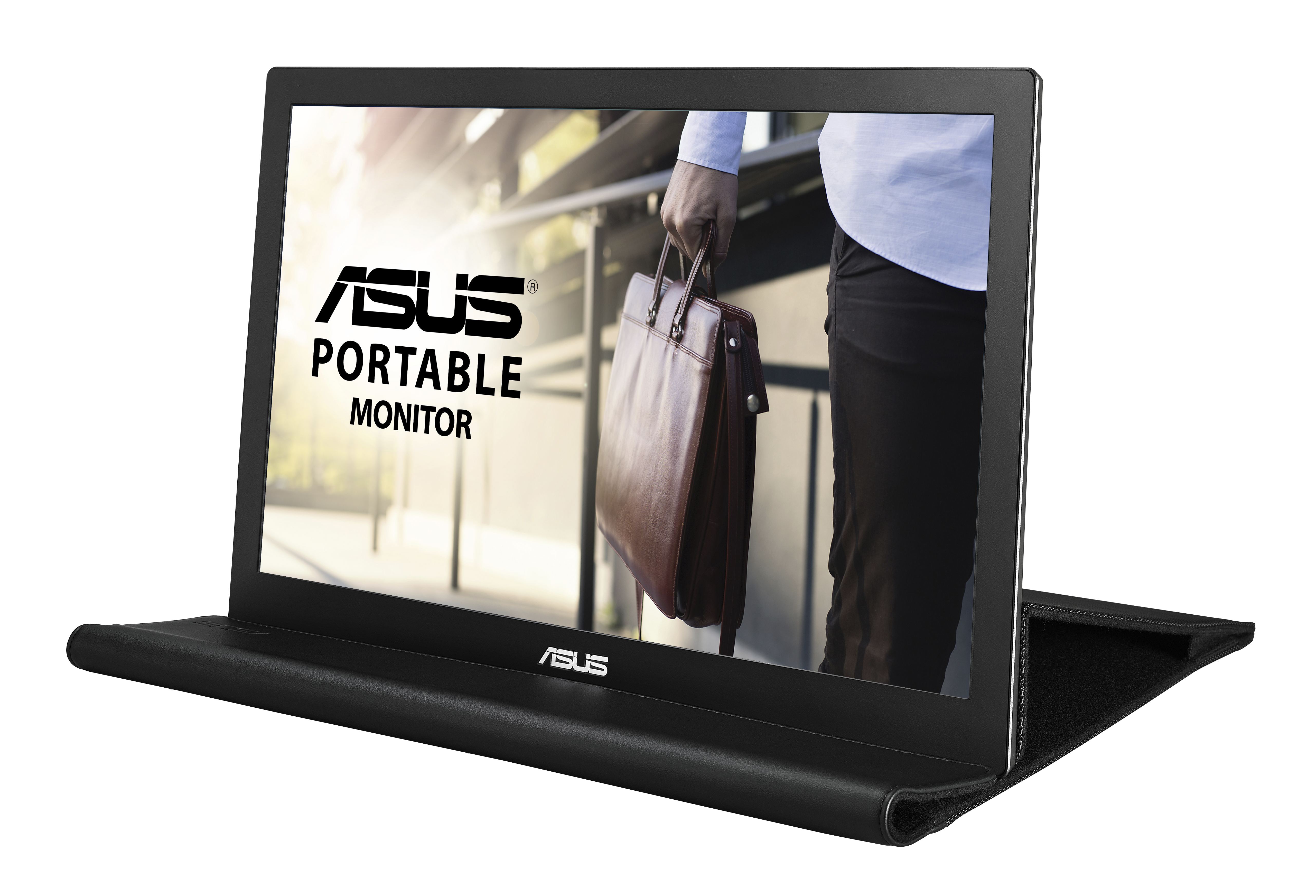 90LM00I0-B01170 mb168b 15.6" wide led hd portable usb-powered monitor, 16:9, 1366 x 768 , 11ms, 200 cd/m2 , 500 :1, 90°(h), 65°(v), usb 3.0, smart case, single usb 3.0 cable for power and data transmission, silver black ASUS Santreyd  - Вид №2