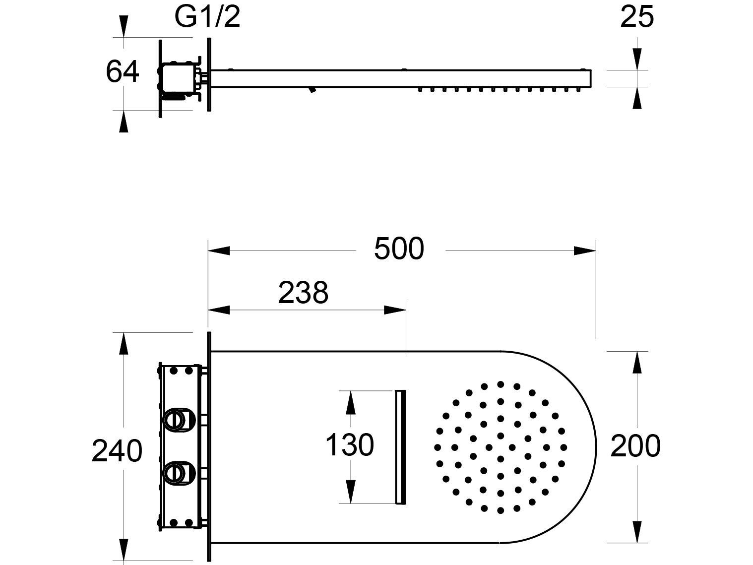 Душевая головка из нержавеющей стали с 2 струями GUGLIELMI RUBINETTERIE BD04410 ARCH-00121466 - Вид №2