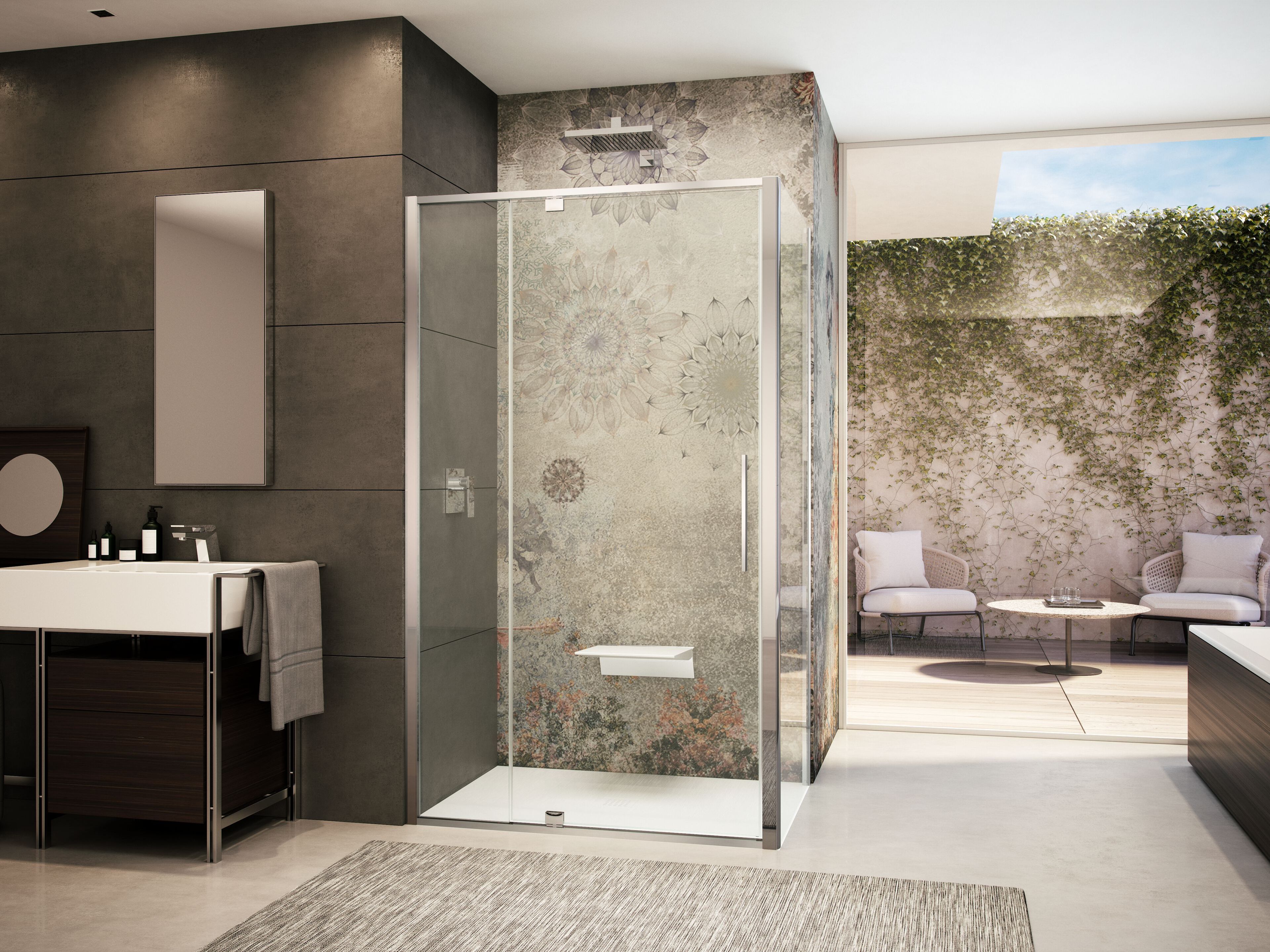 Стеклянная угловая душевая кабина с распашной дверью Provex Industrie Toga ARCH-00084662 - Вид №1