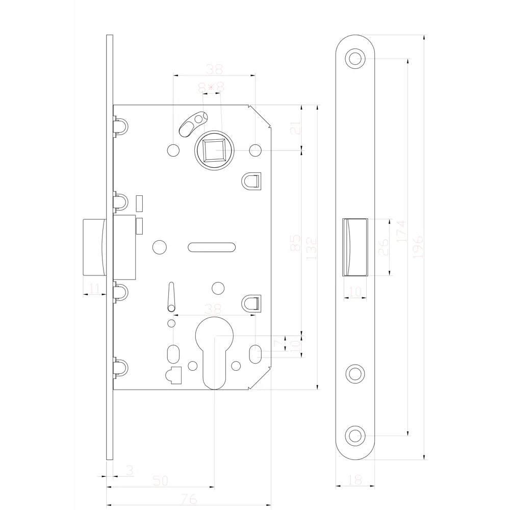 EDSON Защёлка дверная с цилиндровым замком золото EDS-50-85 18743881 STLM-0012390 - Вид №5
