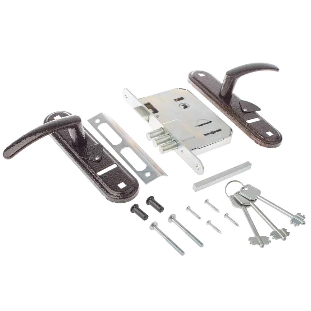 ЗЕНИТ: Врезной сувальдный замок с ручками в медном исполнении 15817291 STLM-0006450 - Вид №1