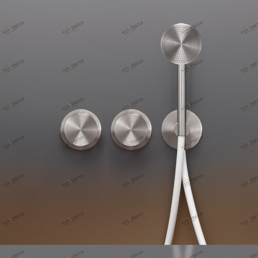 Настенный термостатический смеситель набор для ванной / душем с системой Acqua Stop, 2/3 ходовой переключающий и круглый душ рука Ø 80 мм  GIO54H CEADESIGN 