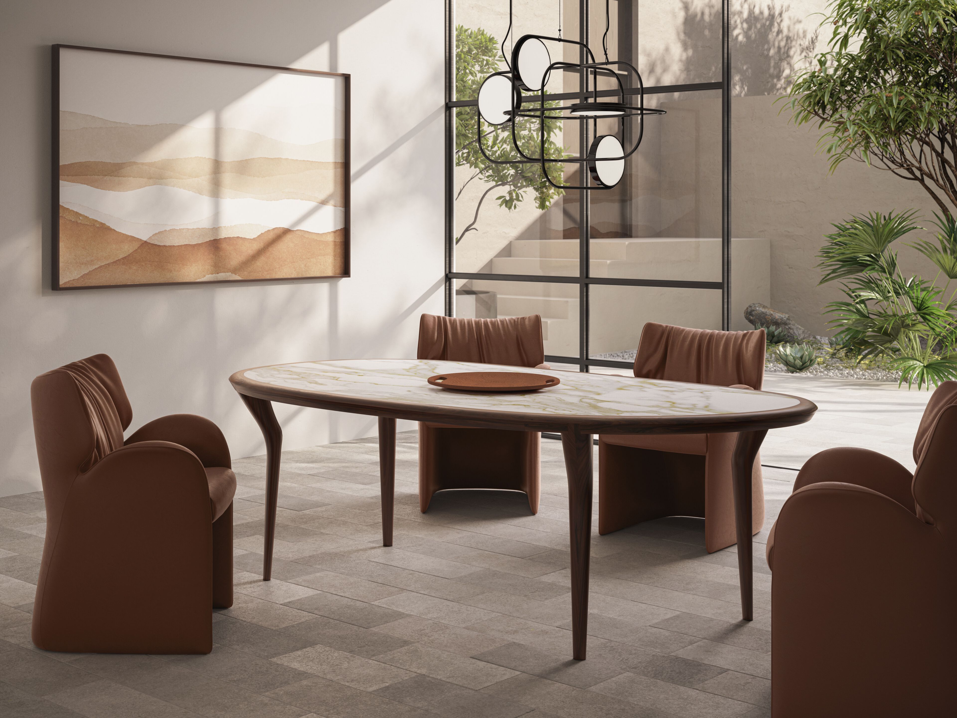 Овальный стол из грецкого ореха Natuzzi Italia пышная ARCH-00121034 - Вид №2