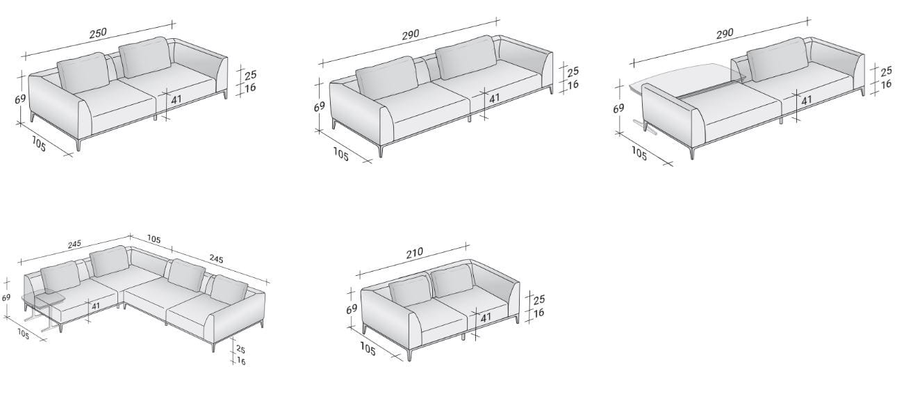 Ткань диван Flou OLIVIER ARCH-00036321 - Вид №11