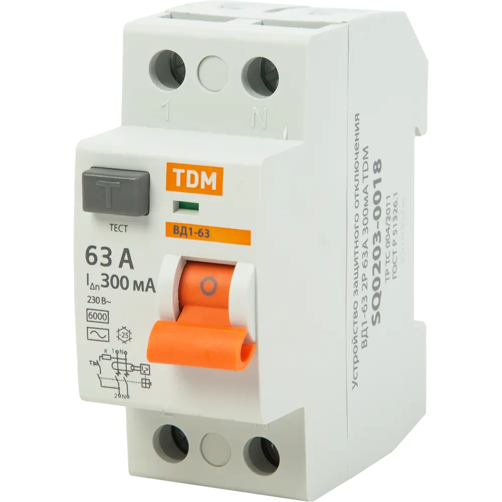 УЗО TDM Electric ВД1-63 - защита от перепадов напряжения с индикацией 84399432 STLM-0049216