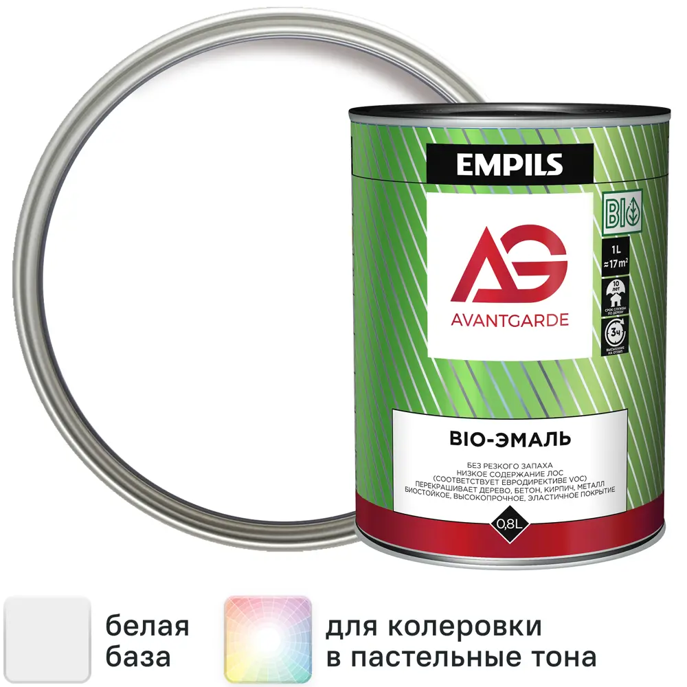 Эмаль AvantGarde глянцевая база А цвет белый 1 кг STLM-2118326