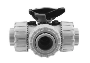 SANIT 841701210720633 3-ходовой шаровой клапан R 1/2 "- 2", ТКД DualBlock®, PP, L-отверстие, резьбовая втулка