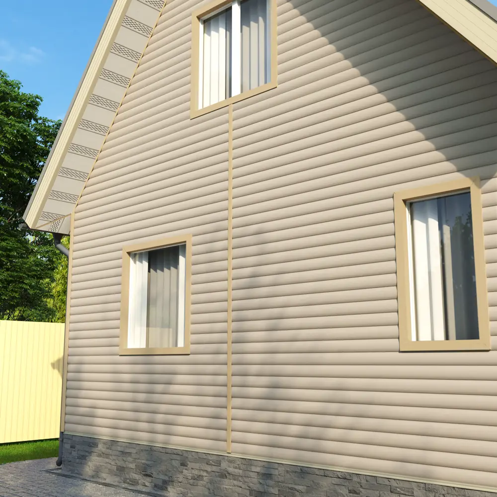 Сайдинг ПВХ блок-хаус 2700х230 мм бежевый, 0.62 м2 FINEBER STLM-2056590 - Вид №2