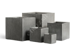 41.3317-02-005-GR/XL-60 Кашпо  Effectory - серия Beton - Куб (без вставок) - Тёмно-серый бетон Цветочная коллекция