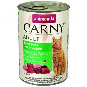 ПР0045432 Корм для кошек Carny Adult говядина, индейка, кролик конс. 400г Animonda