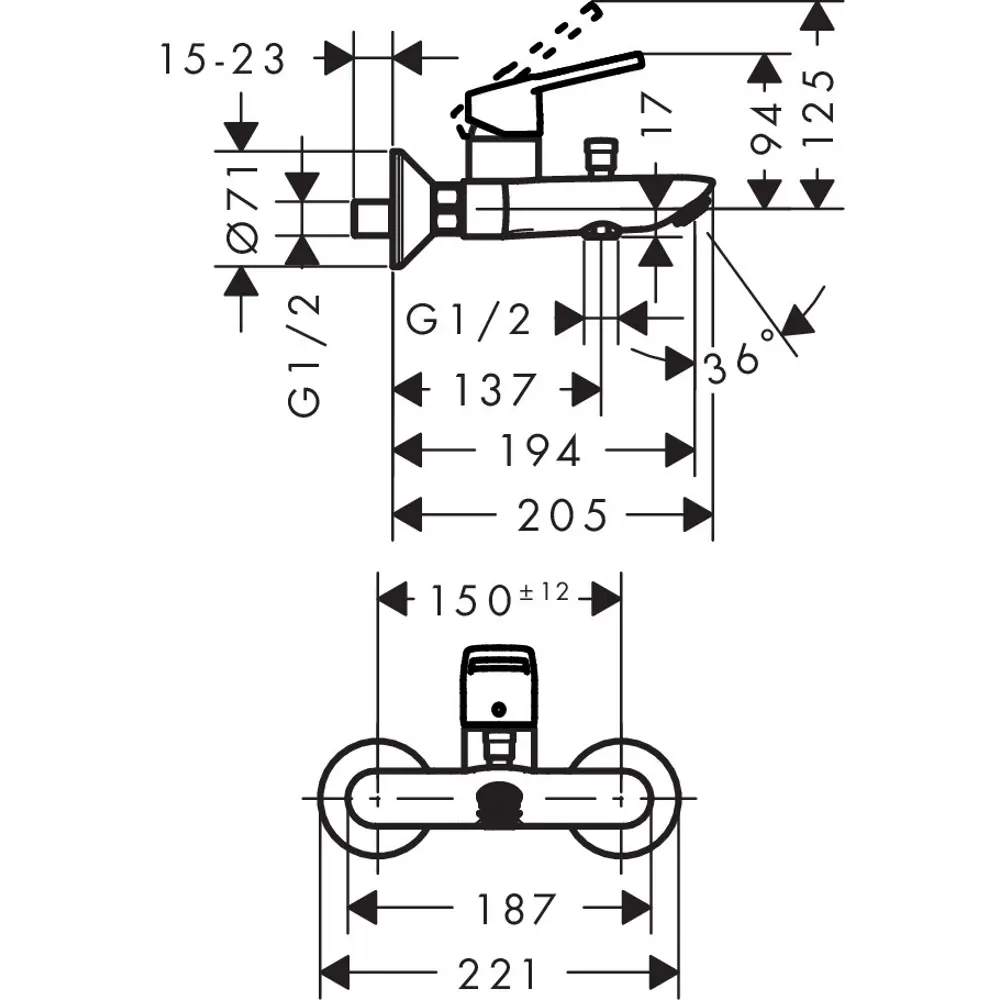 Смеситель для ванной Hansgrohe Logis Loop однорычажный цвет хром STLM-2136607 - Вид №6