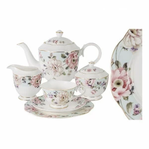 Сервиз чайный фарфоровый белый с розовым на 6 персон, 21 предмет "Весенний сад" ANNA LAFARG EMILY ВЕСЕННИЙ САД 00-3946893 Белый;розовый