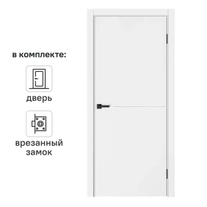 Дверь межкомнатная глухая Николь 80x200 см эмаль цвет белый с замком и без петель 89464675 STLM-2137436
