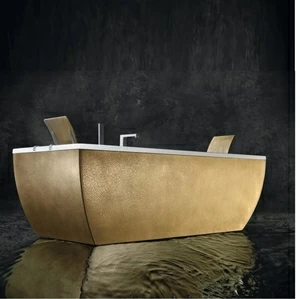 Ванна угловая с гидромассажем Kali Metal Gold 180 см