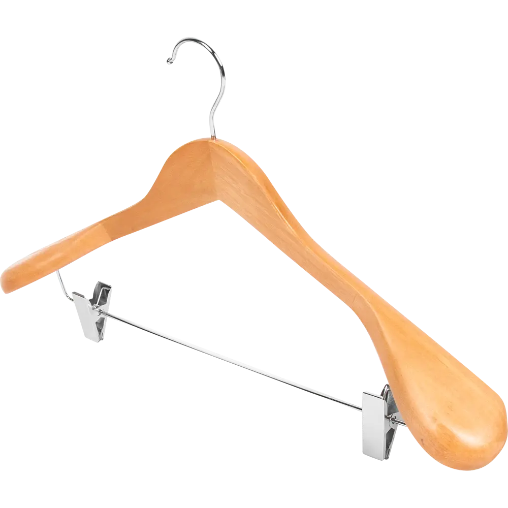 Плечики для одежды KONSENSA с зажимом 45 см дерево цвет натуральный Плечики с зажимом STLM-2181170 - Вид №1