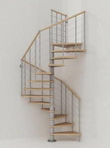 Fontanot Модульная винтовая лестница из нержавеющей стали и дерева Genius + 2:easy