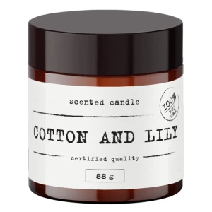 Свеча ароматизированная в стеклянной банке Хлопок и лилия цветочный аромат коричневая 6,7 см