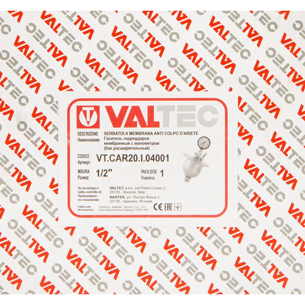 Гаситель гидроудара Valtec мембранный с манометром 1/2" VT.CAR20.I.04001 STLM-2073864 - Вид №3