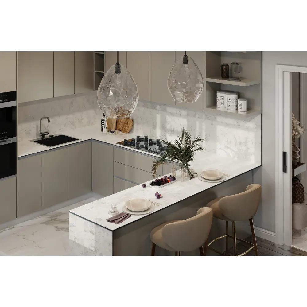 ALTERNATIVE Столешница кухонная Гессо с мраморным рисунком 300×60 см 89406675 STLM-1572040 - Вид №7