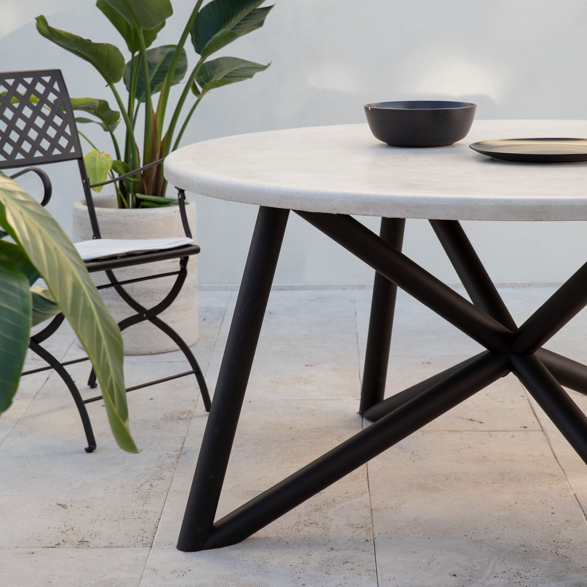 Травертин круглый садовый стол VELTHA® Uni ARCH-00133794 - Вид №1