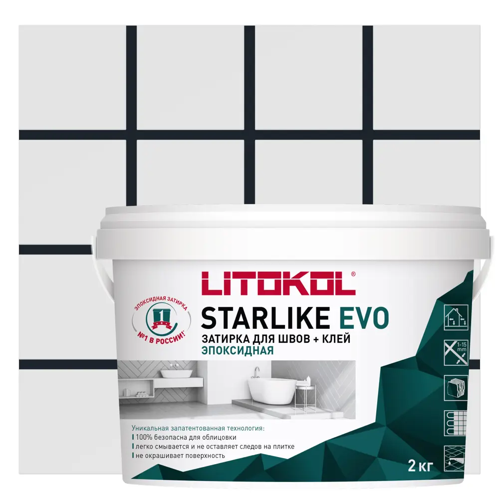 82860186 Затирка эпоксидная Litokol Starlike Evo S.145 цвет чёрный карбон 2 кг STLM-0037243