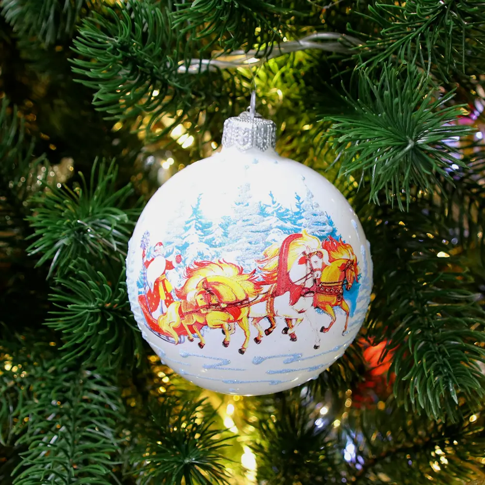 88698574 Шар Дед мороз и тройка КУ-80-234040 ,80 мм цвет разноцветный STLM-1398173 Santreyd 